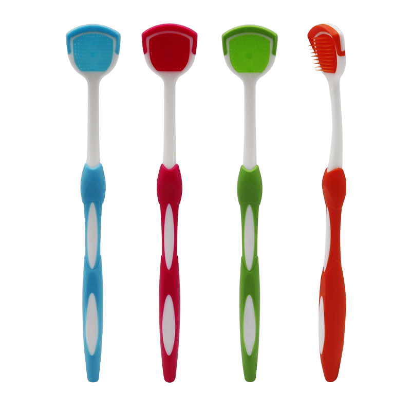 Advanced Curved Tongue Scraper Brush with Gentle Nano Bristles