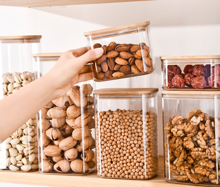 Borosilicate Glass Storage Jar Rectangular Shape