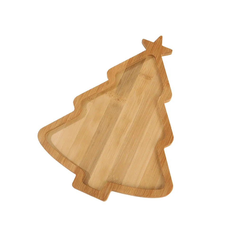 Halloween Bamboo Wood Serving Tray, Creative Fruit Dessert Display Plate Organizer