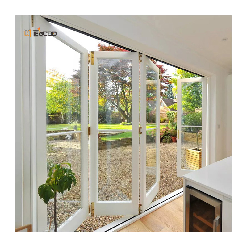 Tegood Manufacturer Windproof Glass UPVC Window Folding Doors