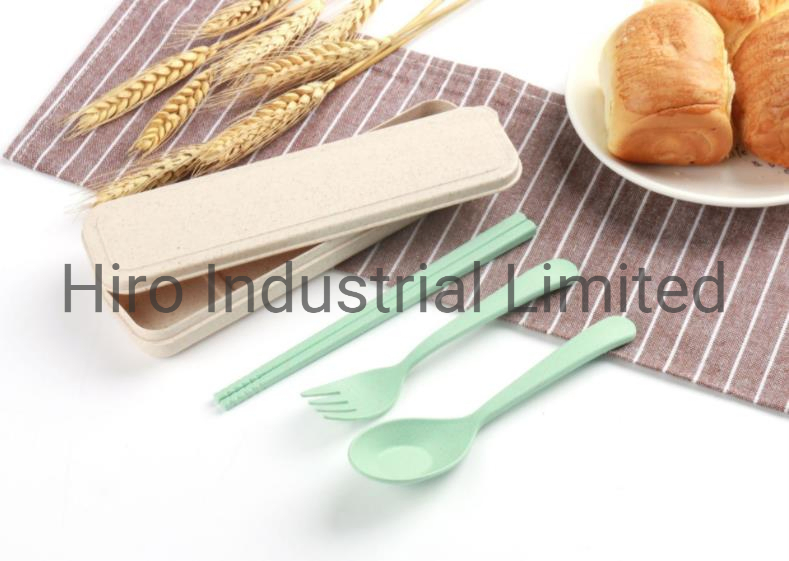 Wheat Straw Cutlery Set with Storage Box Include Spoon Fork Chopsticks