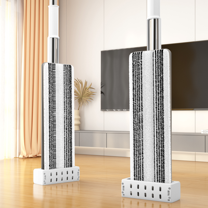 Wet Dry Use Flat Mop Self Wringing Design Stainless Steel Extendable Handle Mop