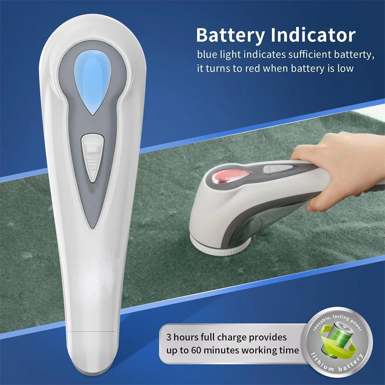 Fabric Shaver 2-Speeds Rechargeable Electric 2 Replaceable Upgraded 6-Leaf Blades Lint Remover