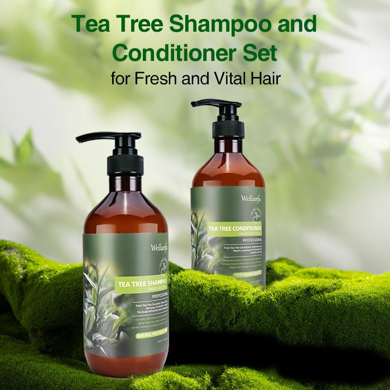 Natural Organic Tea Tree Oil Hair Shampoo and Conditioner Hair Oil Control Silky Smooth Refreshing Formula for Healthy Hair Care