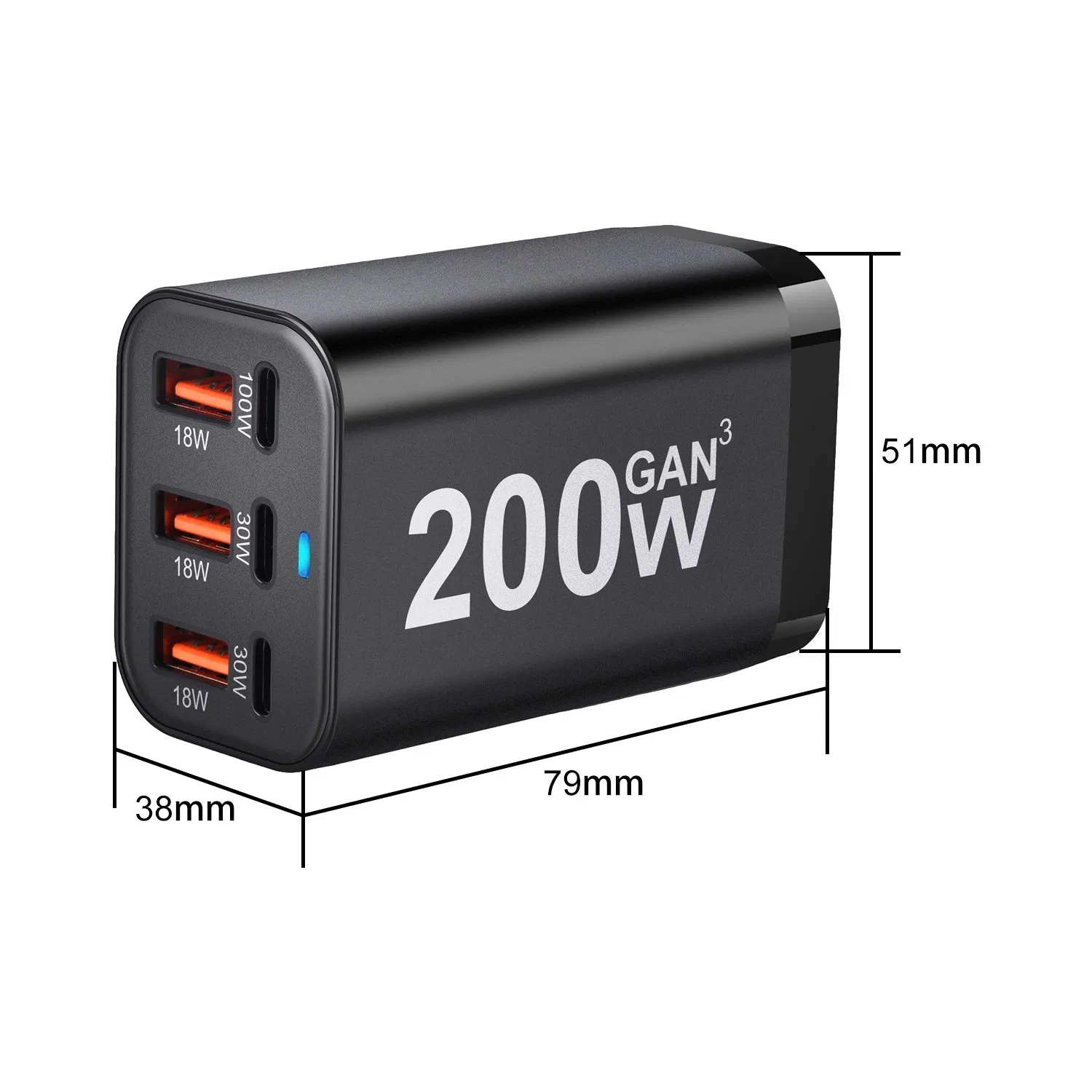 Компактный 200W адаптер для ноутбука с 6 портами