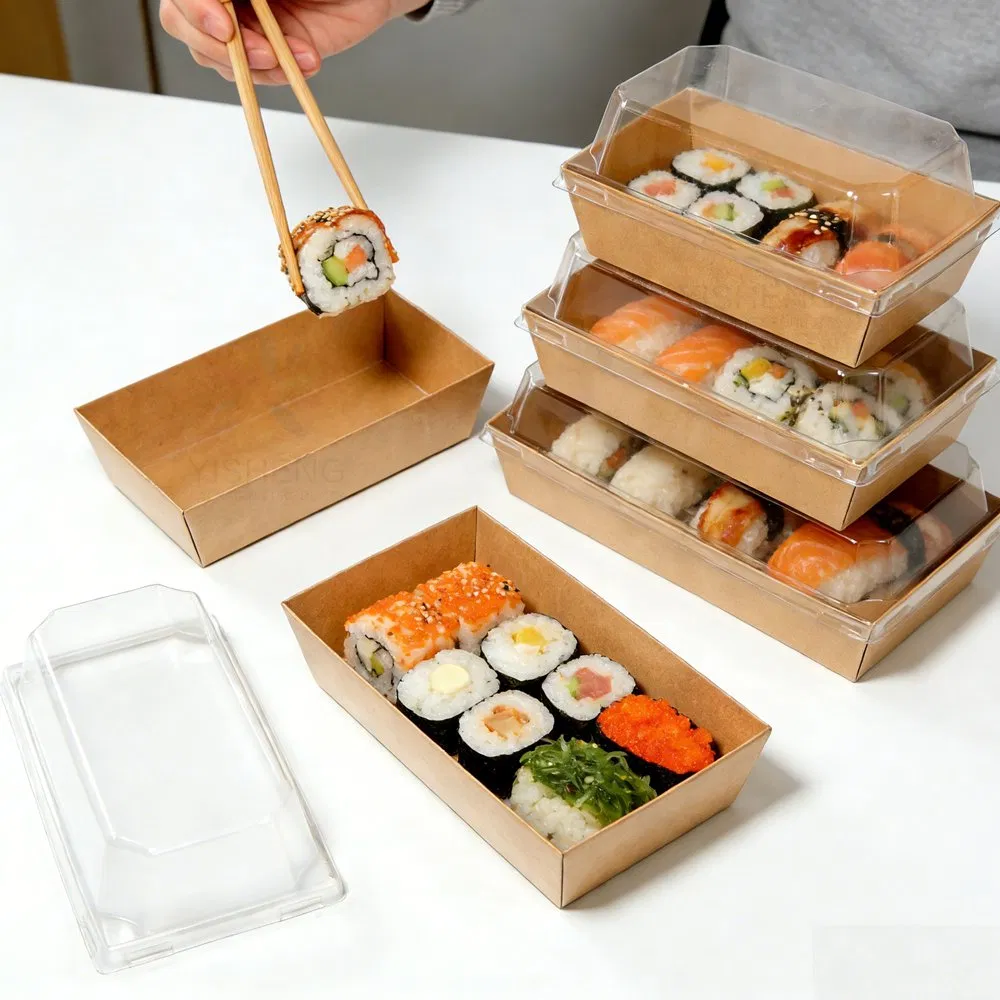 High-Quality Custom Takeout Disposable Food Grade Sushi Charcuterie Packaging Paper Box with Logo