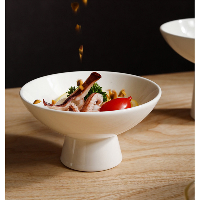 Ceramic Tall Ice Cream Serving Bowls Multi-Purpose Footed Ceramic Dessert Bowl