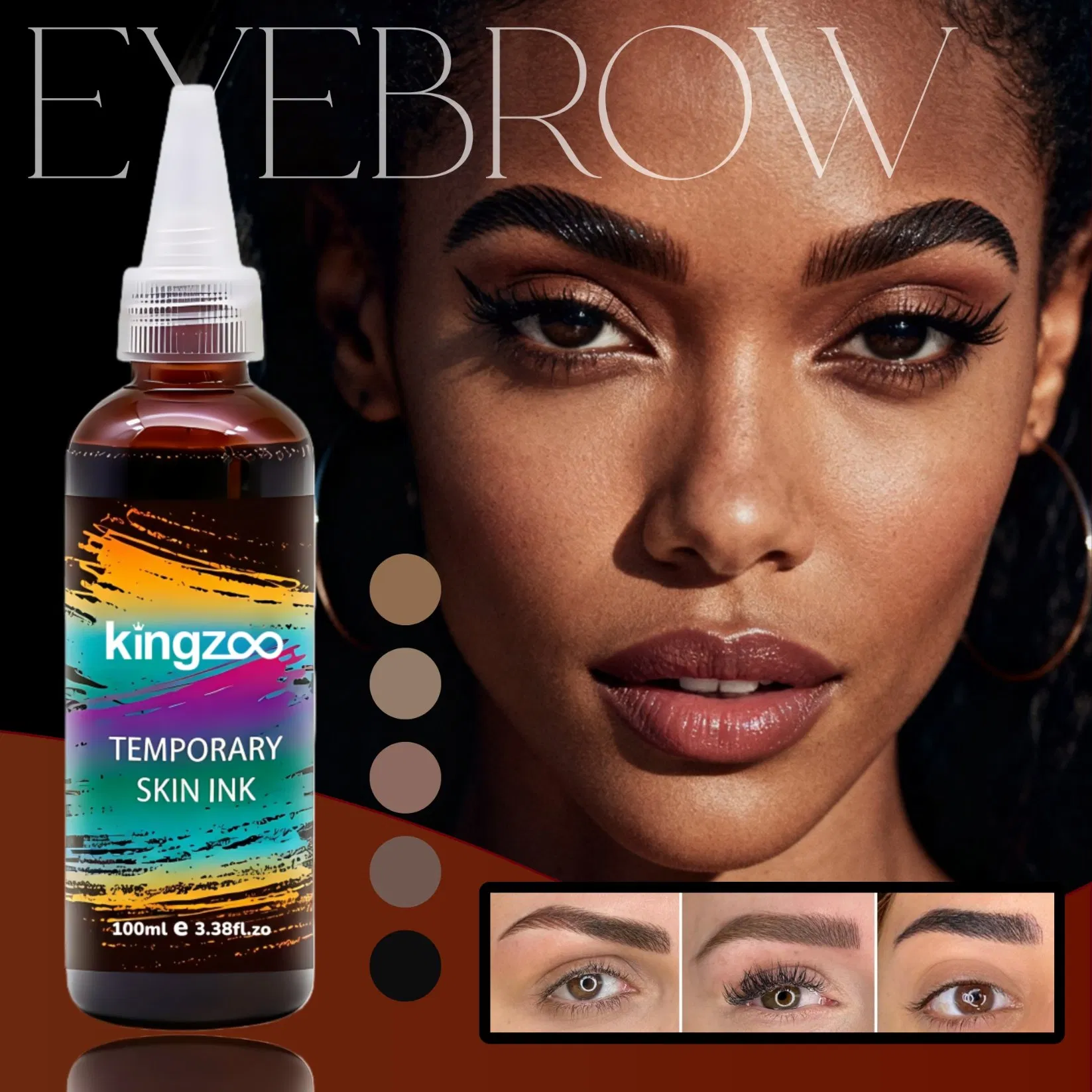 Professional Hybrid Brow Tint Airbrush Spray Waterproof Smudge-Proof Eyebrow Dye in Dark Brown