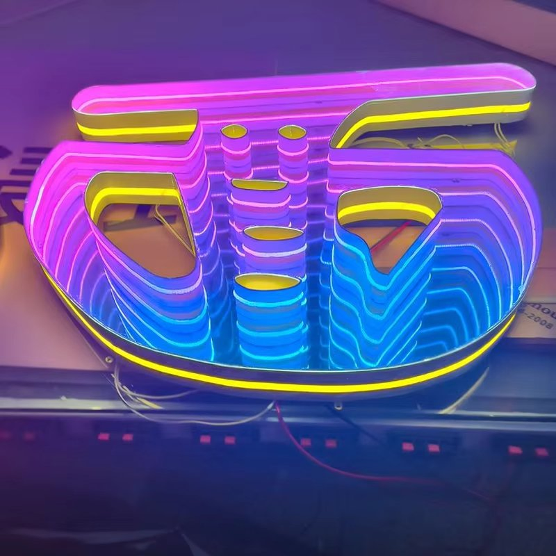Custom Illuminated Signs 3D Abyss Letters 3D Acrylic Abyss Mirror LED Channel Letters Illusion Abyss Mirror Letters