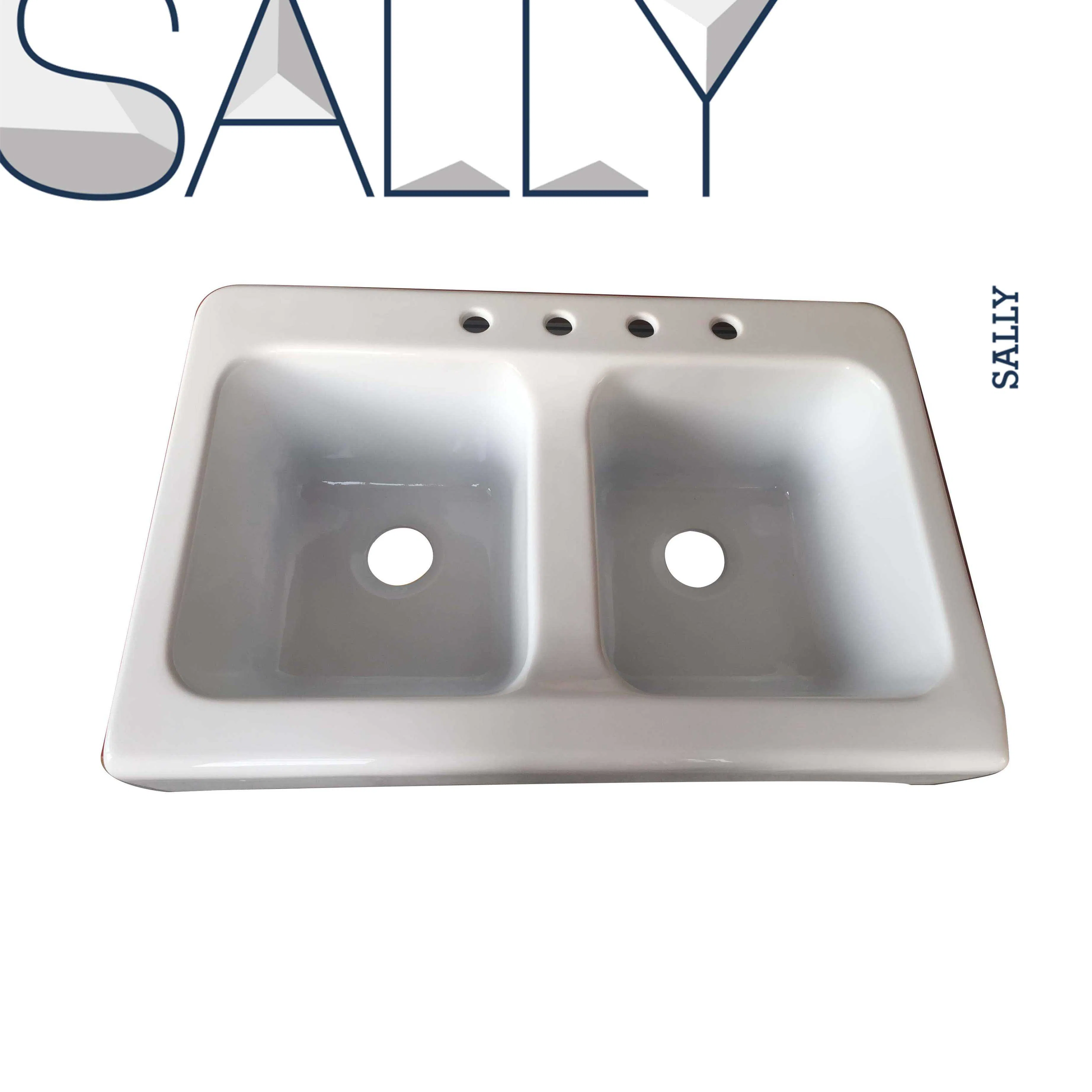 Elegant White Double Bowl Acrylic Vanity Sink for Laundry Spaces
