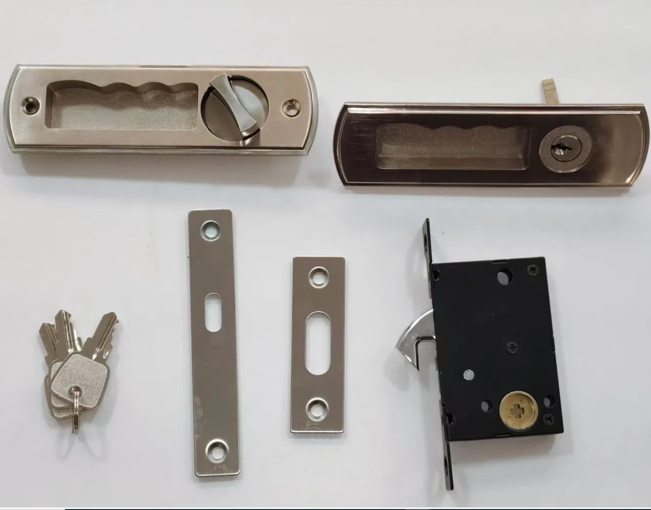 Sliding Folding Cupboard Hidden Concealed Door Steel Lock Set with Key Wooden Hook Door Lock for Aluminium Glass Cabinet Door