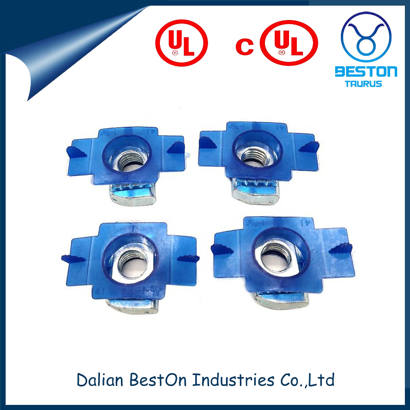 Dalian Beston China Long Spring Type Channel Nut Manufacture M6 M8 M10 M12 1/4" to 7/8 Channel Spring Nut Sample Available Channel Nut with Blue Plastic Wing