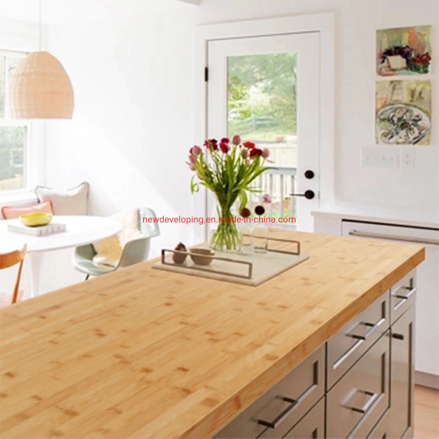 Bamboo Plywood Make 100% Solid Kitchen Countertop Length 4.17-6.17-8.17FT