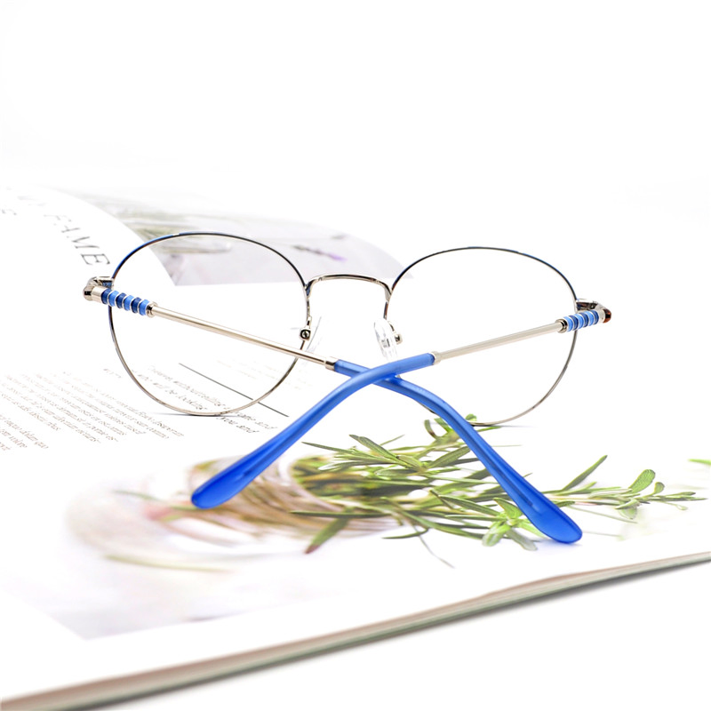 Customized OEM Fashion Stainless Steel Round Glasses for Women with Acetate Tip