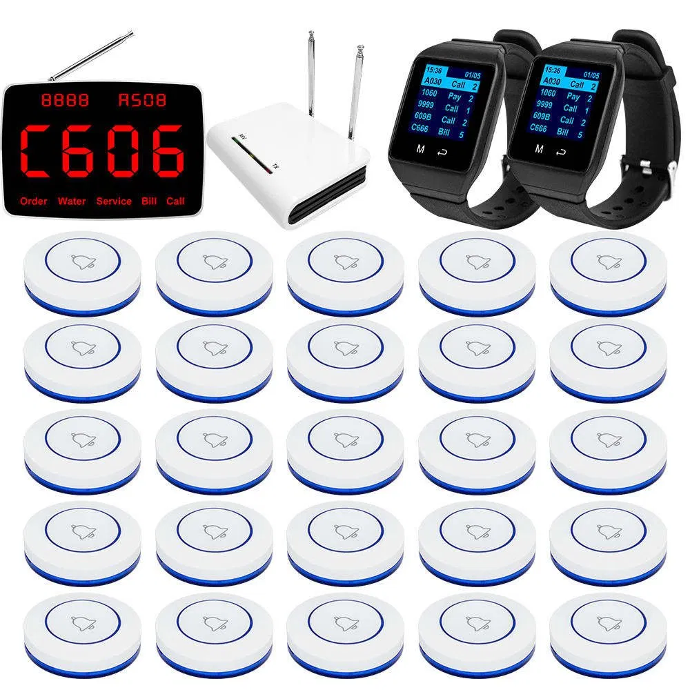 Catel Wireless Pager System 25 Buttons 2 Watch Pagers 1 Receiver