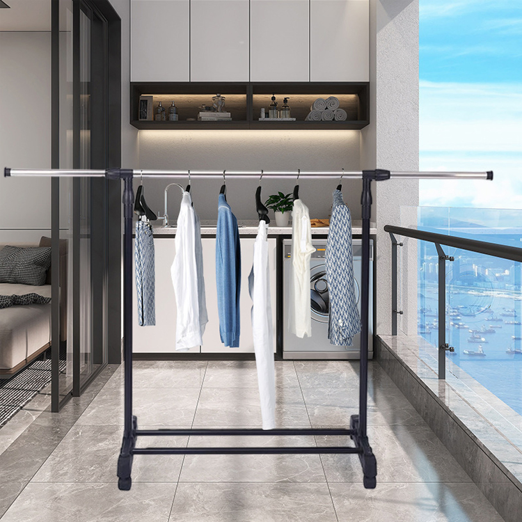 Sanipro Adjustable Rolling Clothes Drying Rack with Wheels, Clothing Organizer for Hanging Clothes Shirts Pants Skirts and Bags