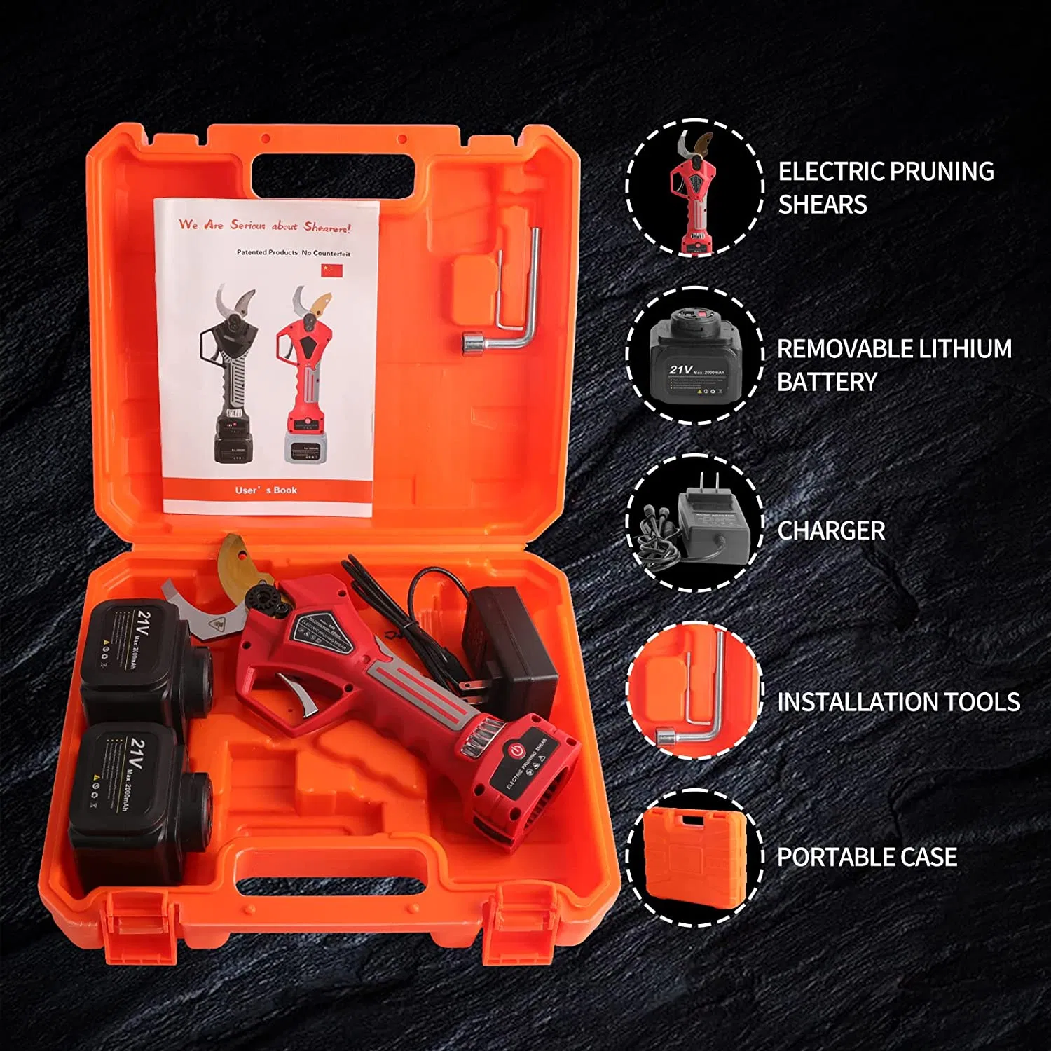 Аккумуляторный секатор электрический 21В, телескопический