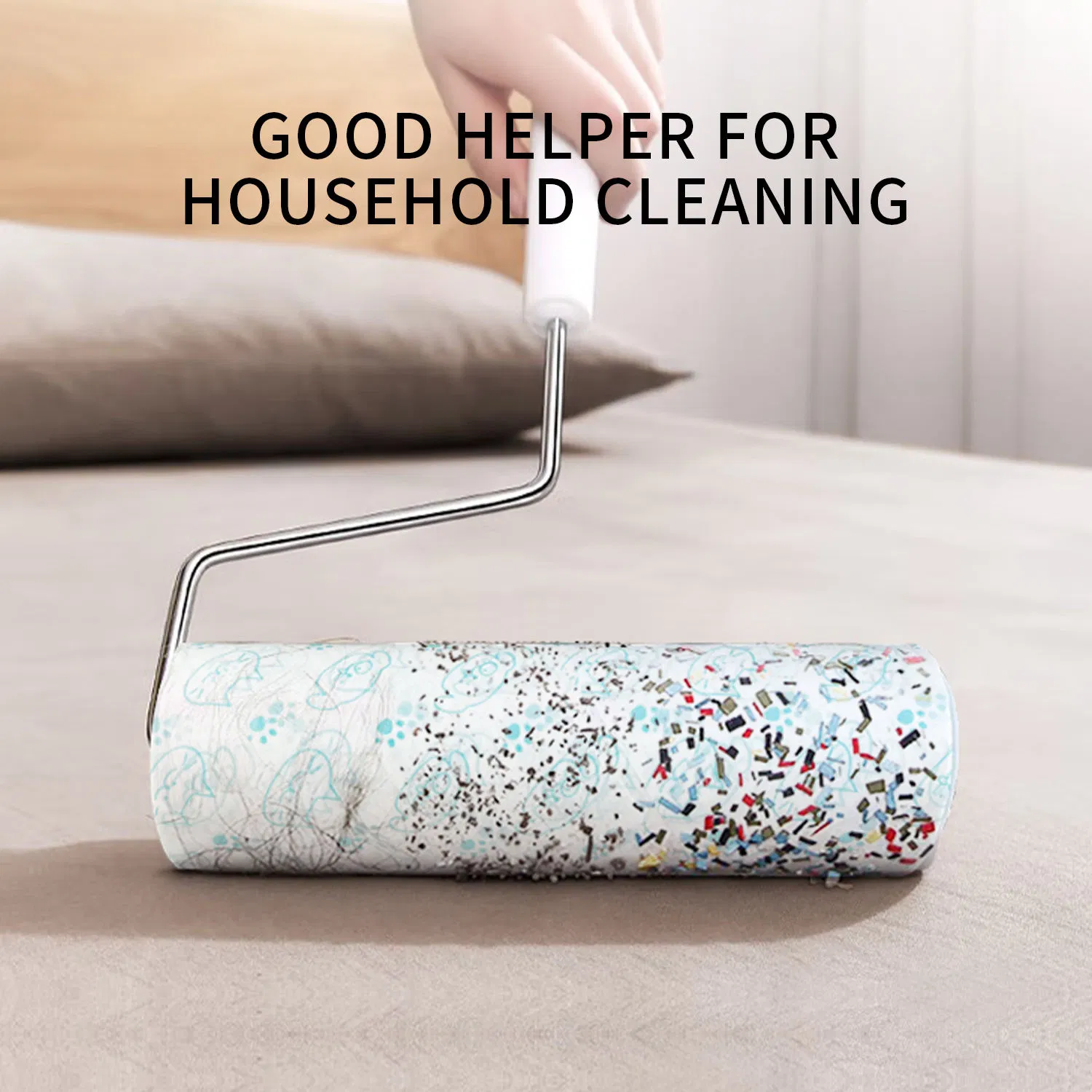 Custom Logo Manual Portable Tear Paper Self Adhesive Pet Hair Remover Sticky Lint Roller for Clothes