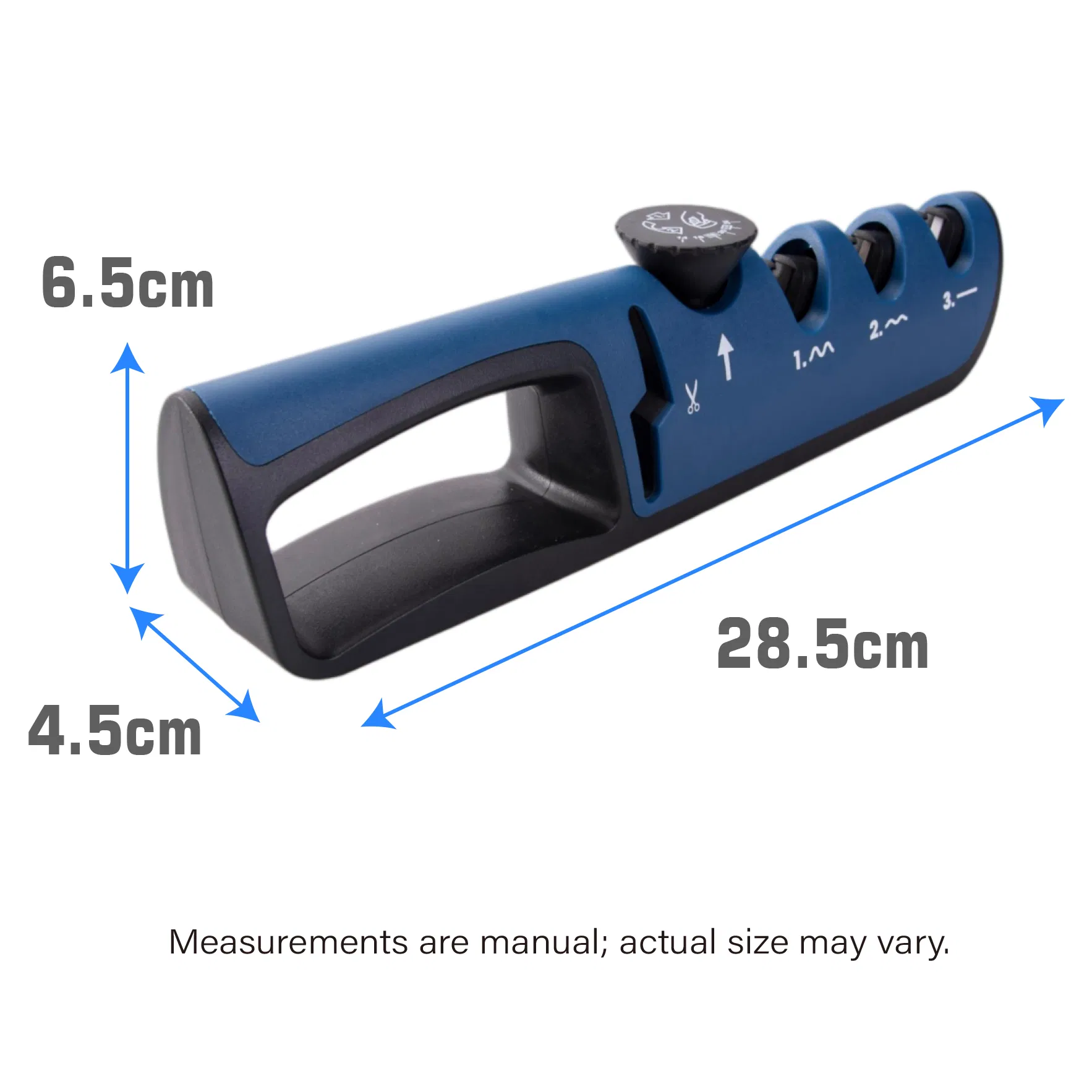 Blue Adjustable Manual Knife Sharpener 16-22° 3-Stage with Scissor Sharpening Slot