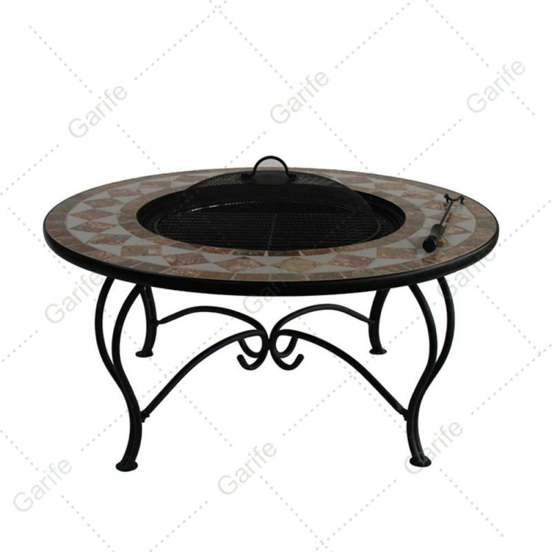 Outdoor Furniture Wood Burning Mosaic Table Fireplace Garden BBQ Fire Pit