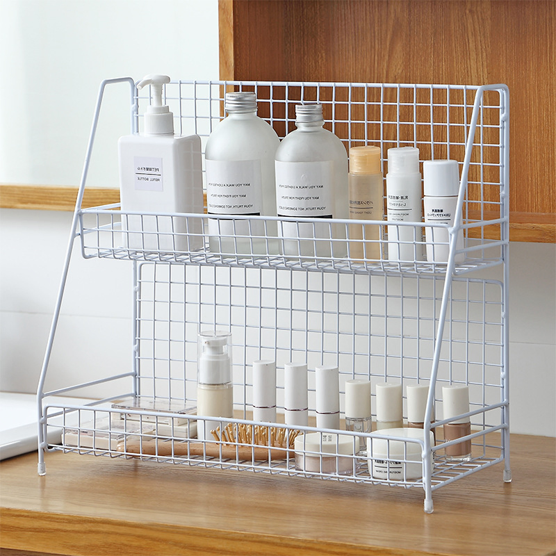 Factory Wholesale Price Japanese Iron Multifunctional Tabletop Cosmetic Storage Rack Makeup Organizer