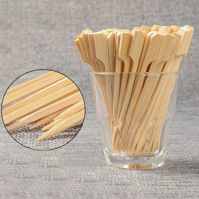 Custom Size Logo Flat BBQ Bamboo Gun Skewer Sticks Teppo Skewer Sizes 9/10/12/15/18/25/30 Cm