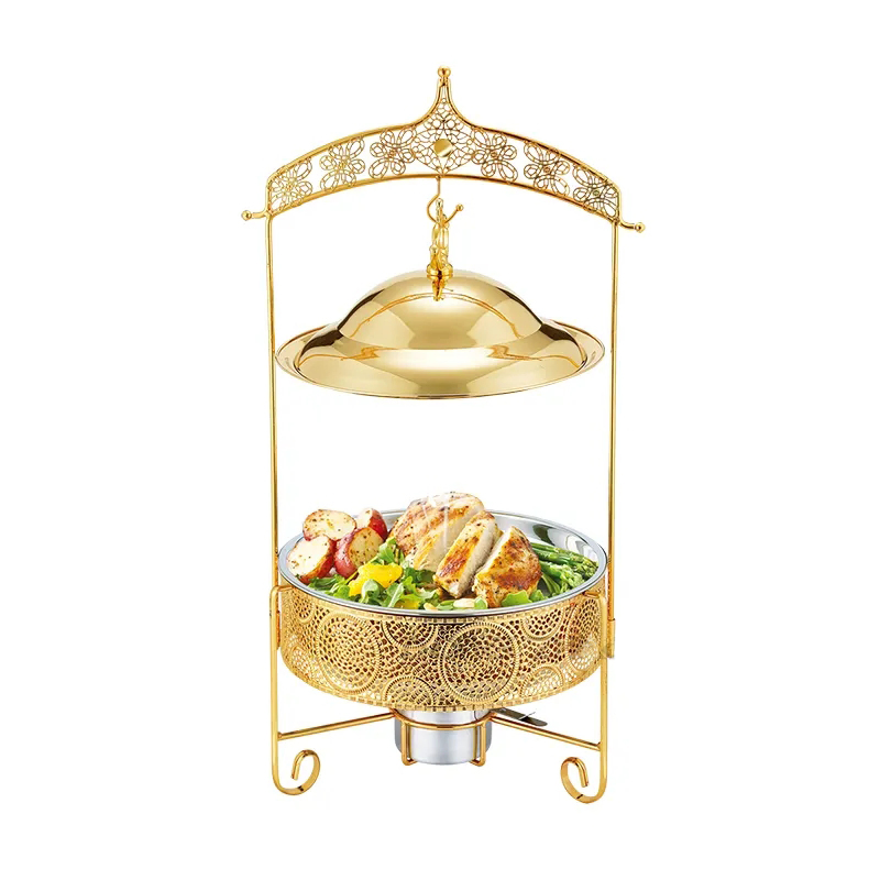 Arabic Stainless Steel Chafer for Catering Hotel Food Warmer Set Stainless Steel 4.0L Royal Gold Chafing Dish with Hanging Lid