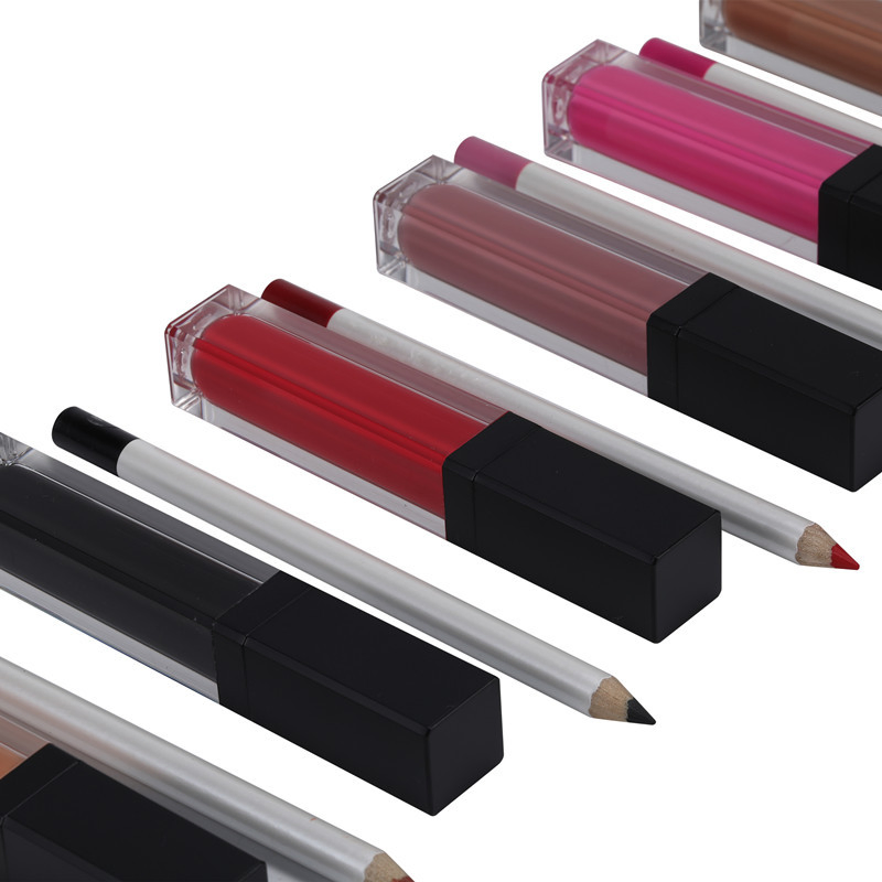 Private Label Wholesale Matte Liquid Lipstick Set with Lip Liner Makeup Waterproof Lip Kit Sets