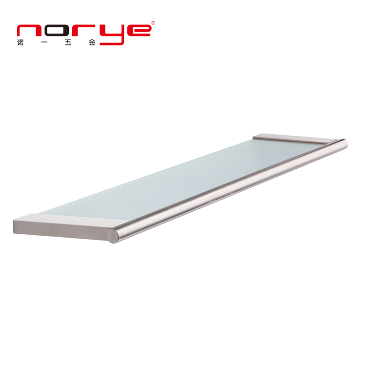 Стеклянная полка для душа с нержавеющей сталью, черная