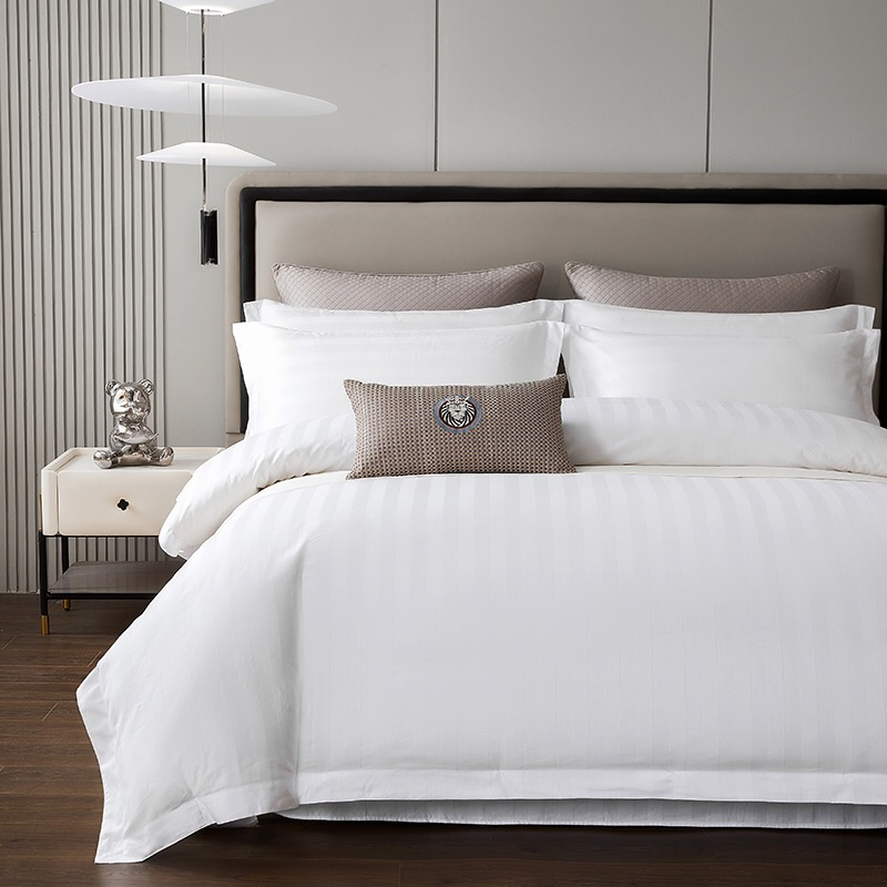 White Hotel Premium 100% Cotton Bed Linen Jacquard Duvet Quilt Cover 2 Pillowcases King Size Coverlets Bed Sheets Bedding Set Wholesale