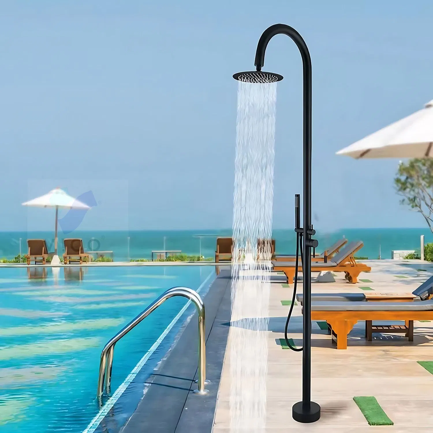 Shower with 316L Sprayer Mixer and Foot Washer Black Sined