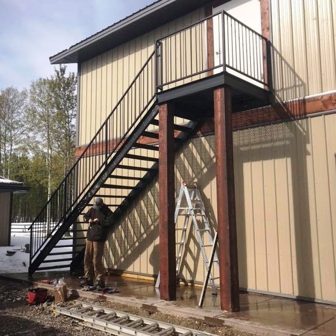 MS084 OEM External galvanized metal staircase outdoor steel stair