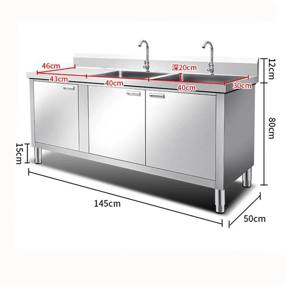 Heavy Duty Stainless Steel Worktable with Built-in Sink for Food Service