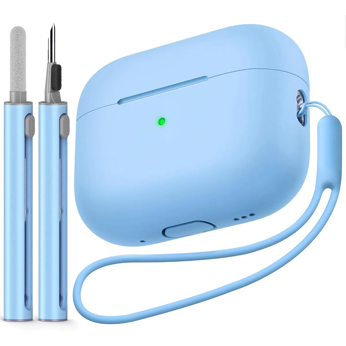 Чехол для AirPods Pro 2 с ручкой для чистки и карабином