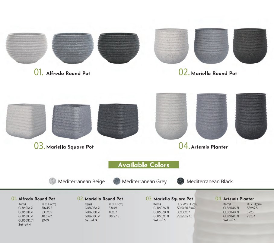 Indoor White Concrete Customizable Planter Outdoor Ceramics Garden Container Grc Flowerpots