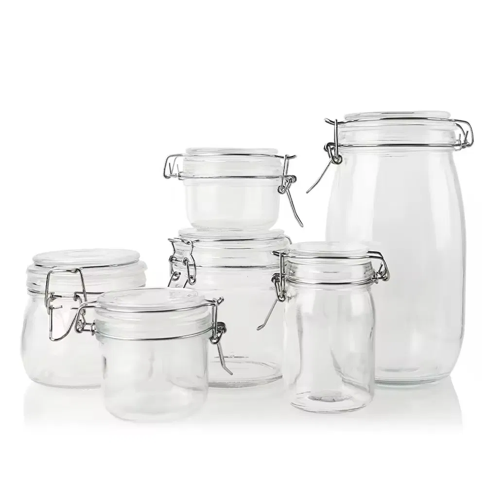 Factory Direct 500ml Glass Jar with Airtight Clamp Lid for Storing Cookies Candies Honey Other Items