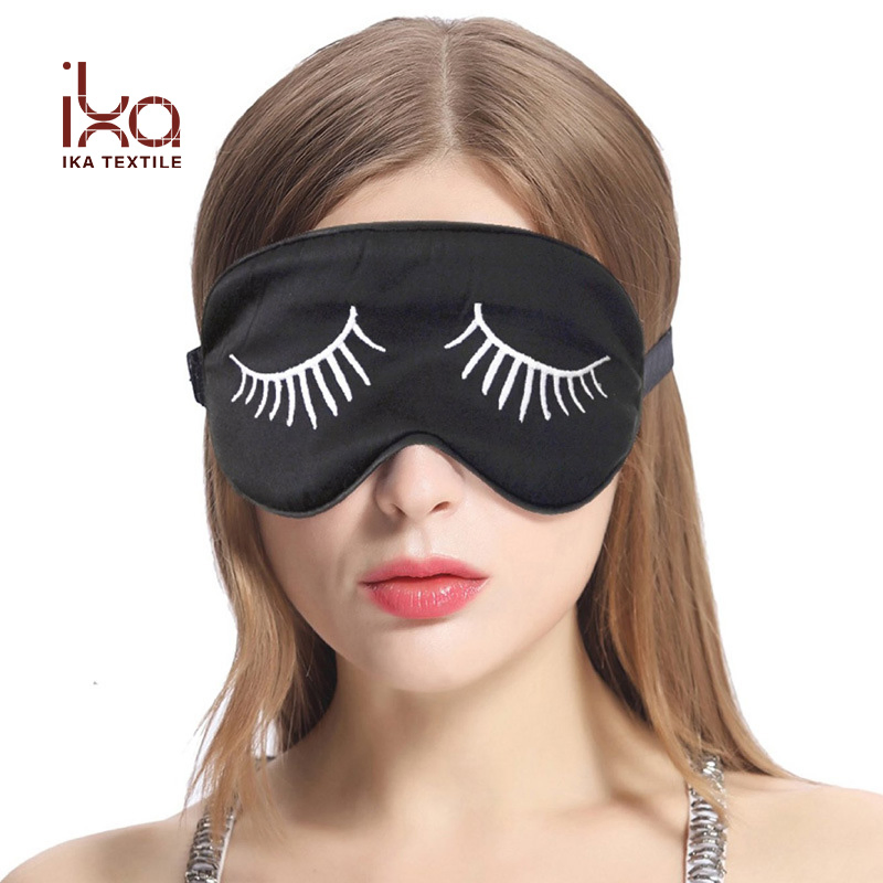 Eyelashes Patterns Natural Silk Blindfold Sleep Mask with Adjustable Strap