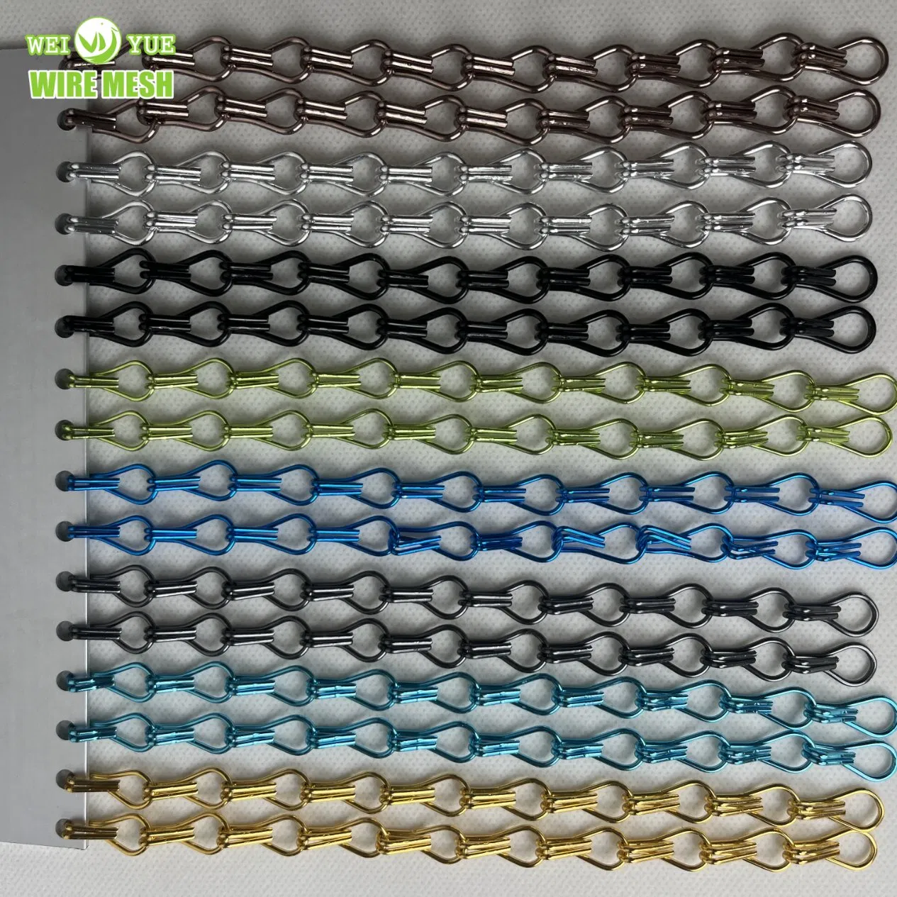 Gold Decorative Metal Coil Aluminium Alloy Wire Screen Mesh Ceiling Curtain Chain Link Strip Drapery for Interior Decoration