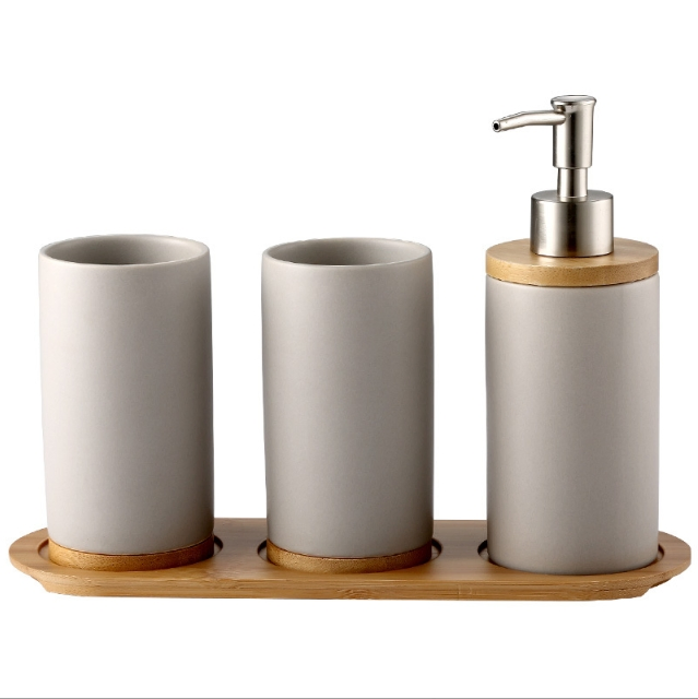 Artistic Ceramic Cup, Soap Dispenser, Bathroom Accessories 4PCS