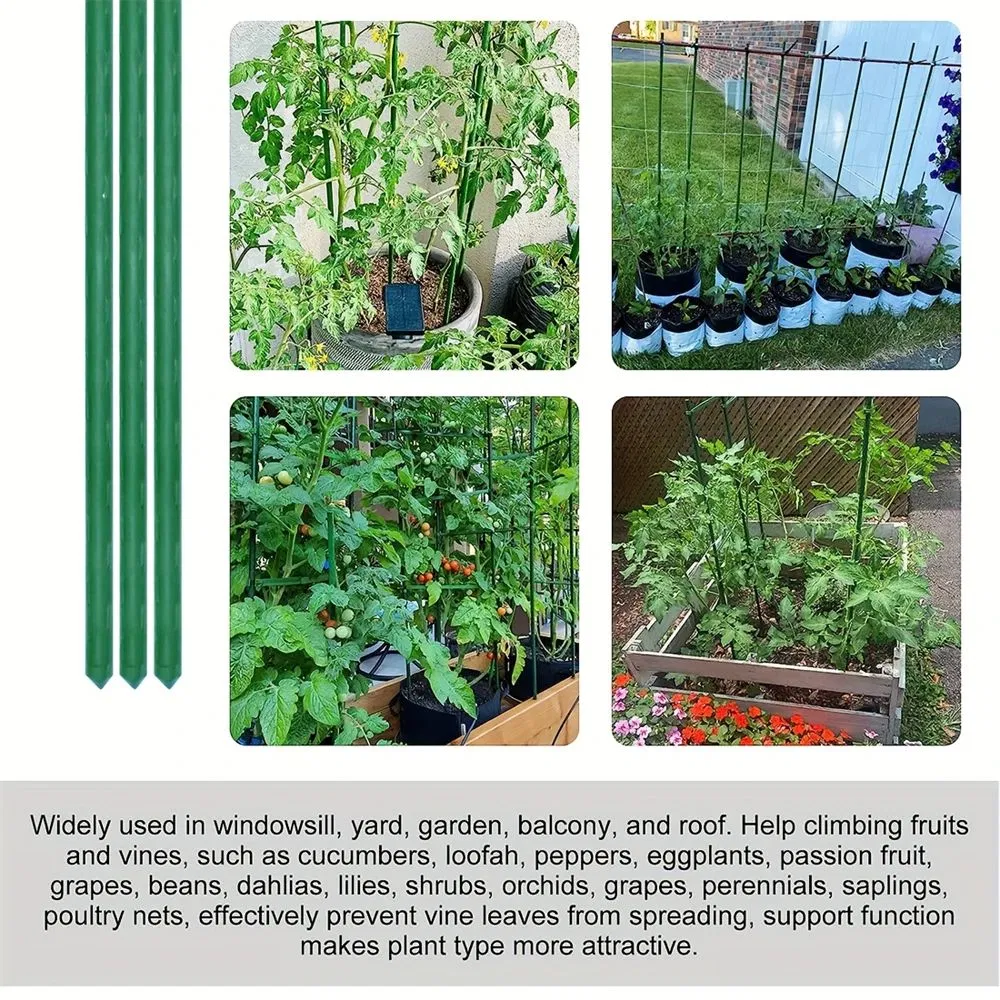 8PCS Garden Stakes Coated Steel Plant Pole for Fixing Trees and Plants, Tomato Sticks Supports for Potted, Yard Plant Support Stakes
