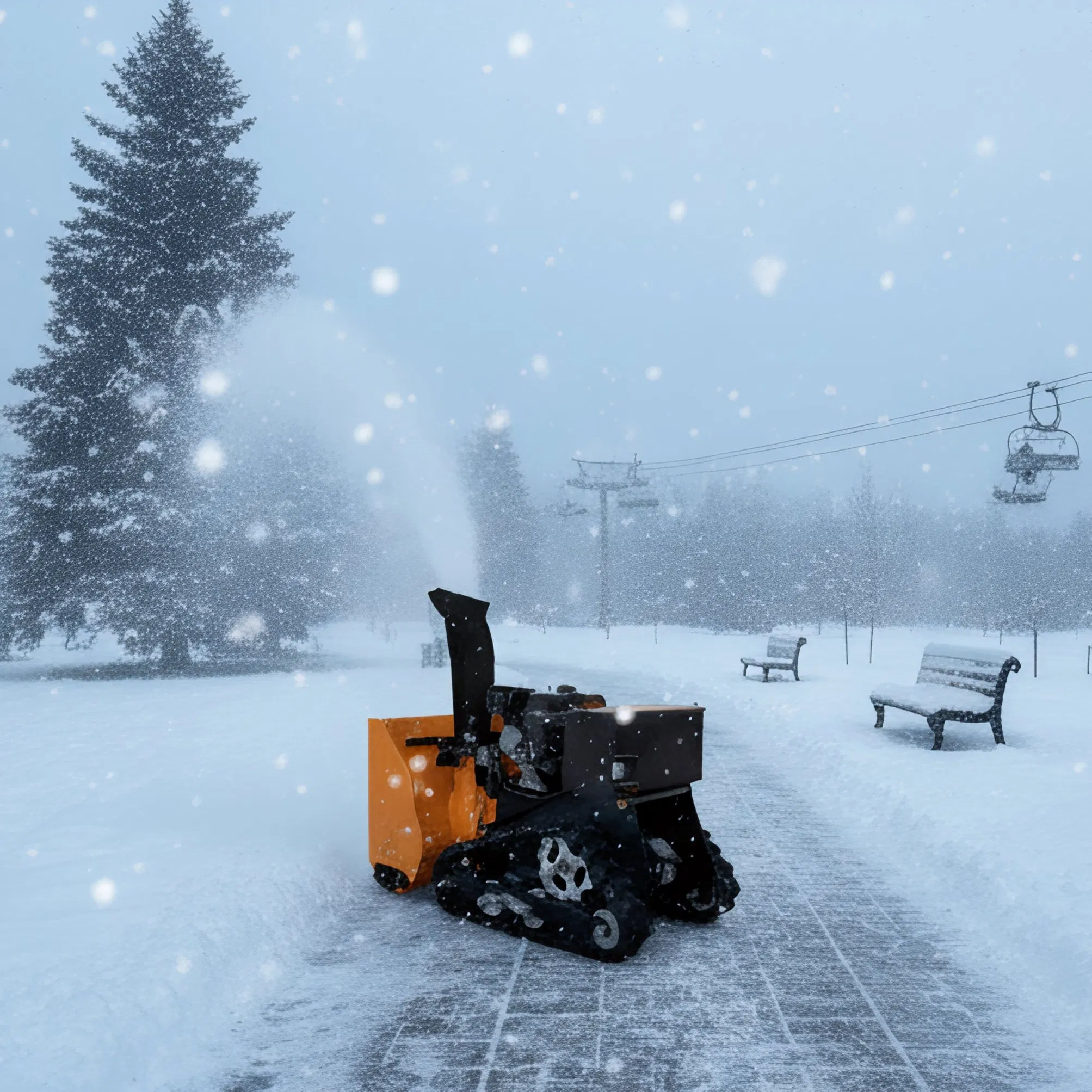 Convenient Snow Blower with Gas Engine and Electric Motor