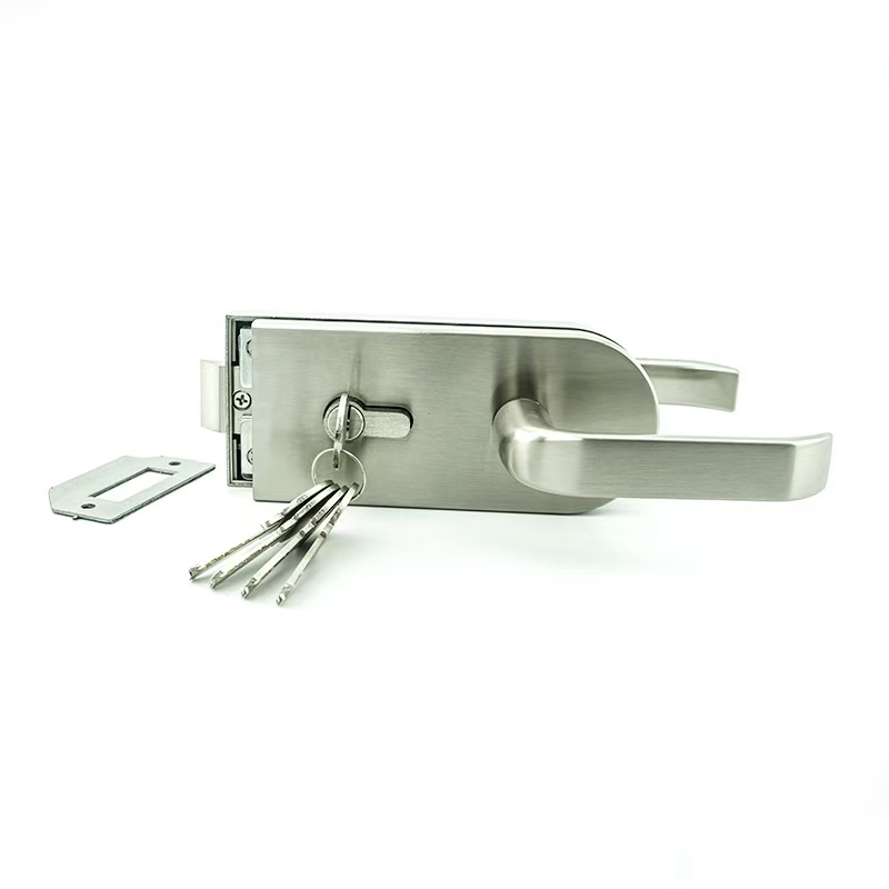 Zinc Alloy Frameless Glass Lock with Fixed Handle for Glass Door