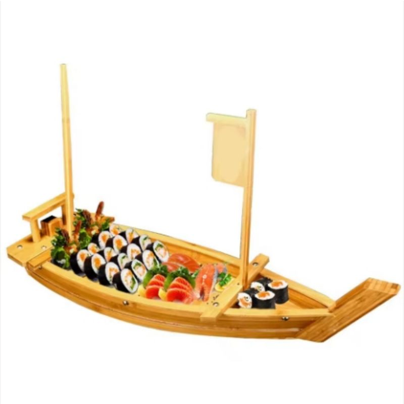Hot Selling Japanese Cuisine Tray Container Custom Wooden Sushi Boat
