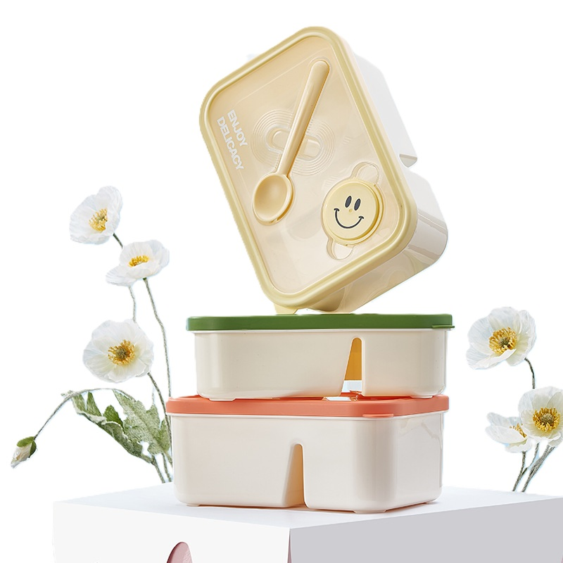 Versatile Double and Single Layer Lunch Box with Dressing Container