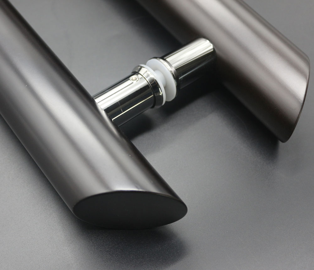 Black and Polish Stainless Steel Glass Door Pull Door Handles