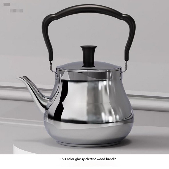 Elegant Stainless Steel Tea Kettle with Crystal Knob & Gold - Plated Pattern Handles