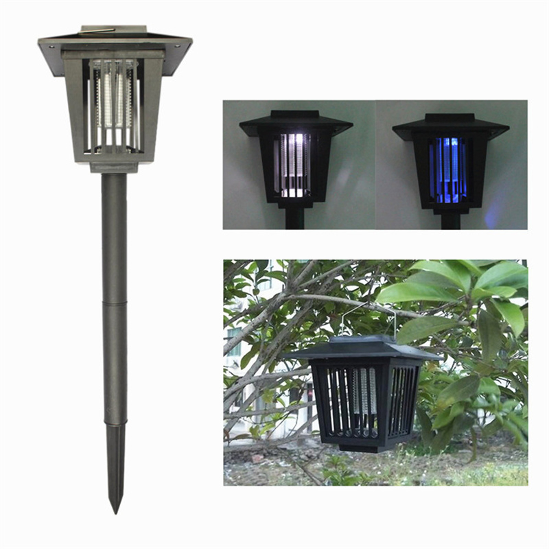 Solar Powered LED Mosquito Fly Bug Insect Zapper Killer Trap Lamp Light Outdoor