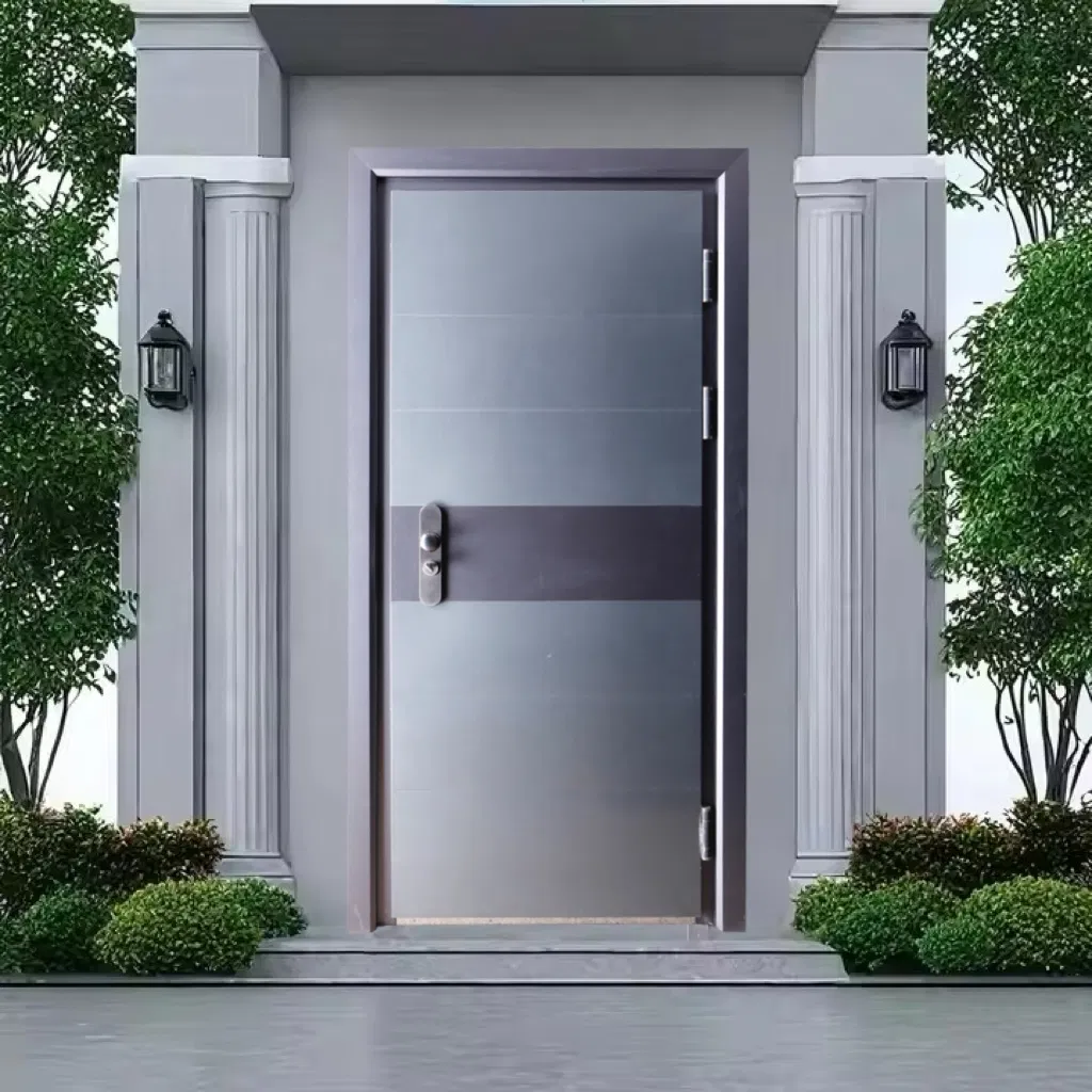 Стальная входная дверь в стиле модерн-ретро