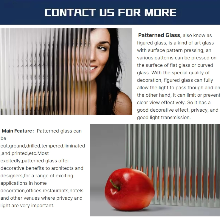 High Quality Wholesale 4mm & 5mm Thickness Nashiji, Millennium, Karatachi, Diamond, Flora, Mistlite Patterned Glass