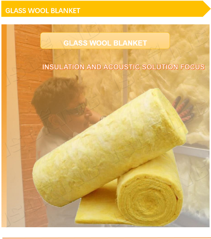 Isoking Hight Quality Construction Material Fireproof Glass Wool Roof Sound Heat Thermal Insulation Blanket with CE